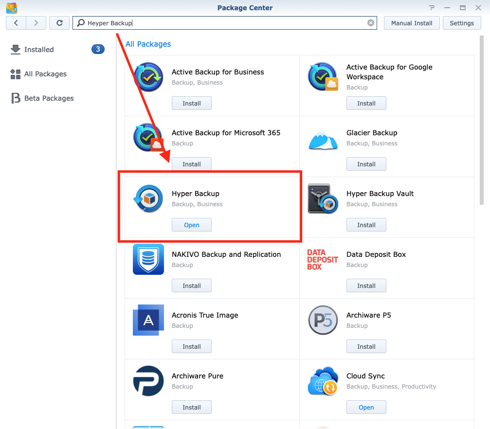 群晖搜索安装Hyper Backup