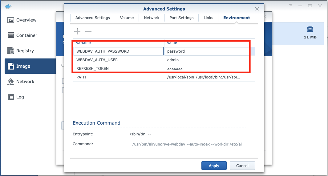 Docker WebDAV环境变量